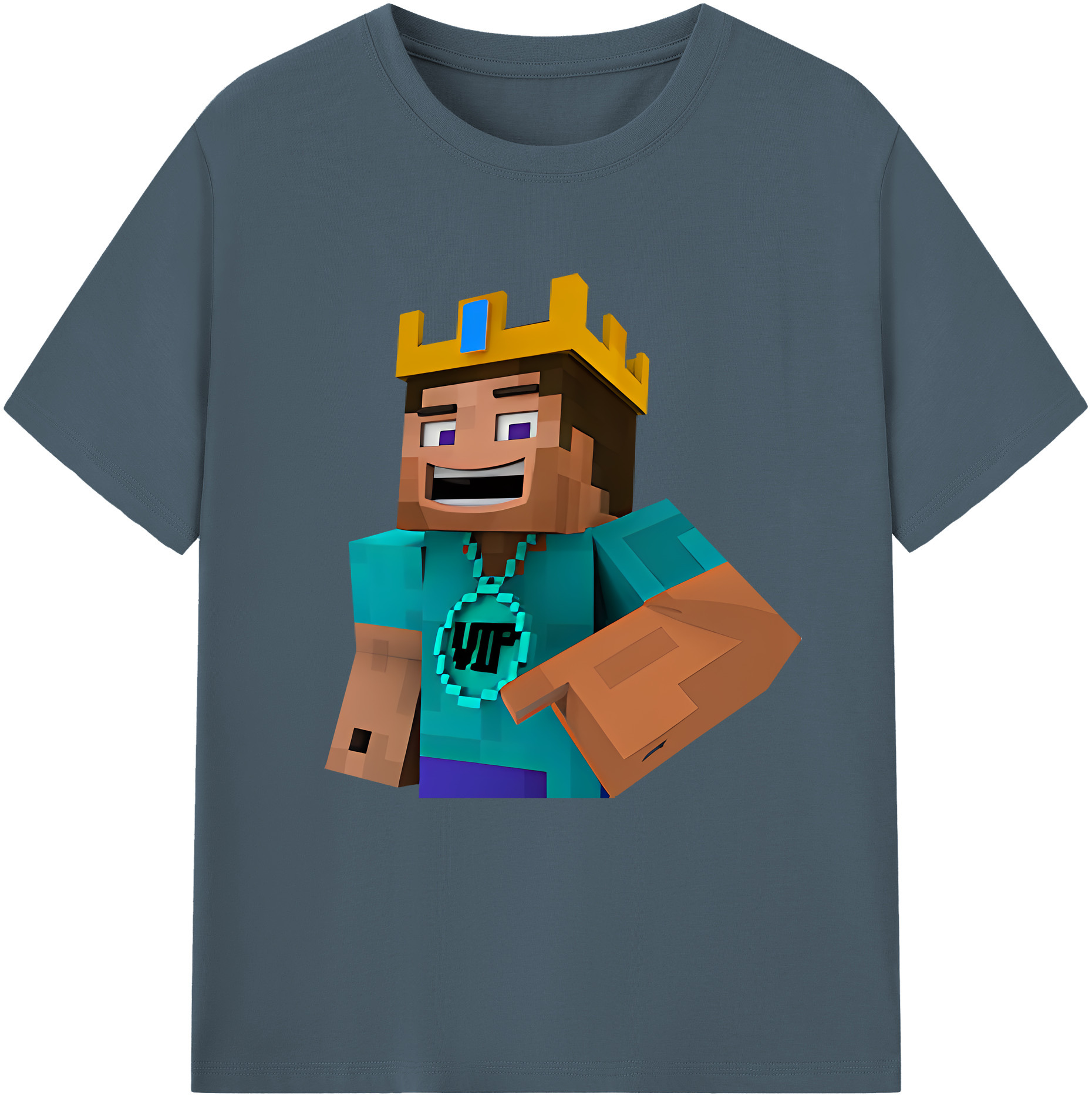 （画像用） マインクラフト ブロックの世界 Minecraft MC Block world 綿100％半袖Tシャツ（フロントプリント）